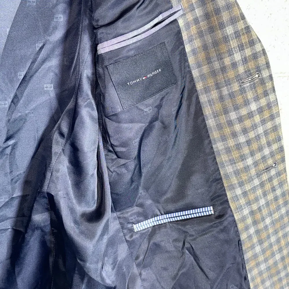Tommy Hilfiger Men's Modern-Fit Windowpane Sport Coat Blue/tan 38R $295